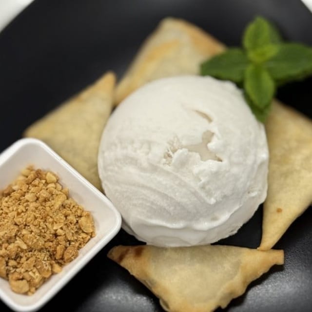 Fried Banana with Coconut Ice Cream.