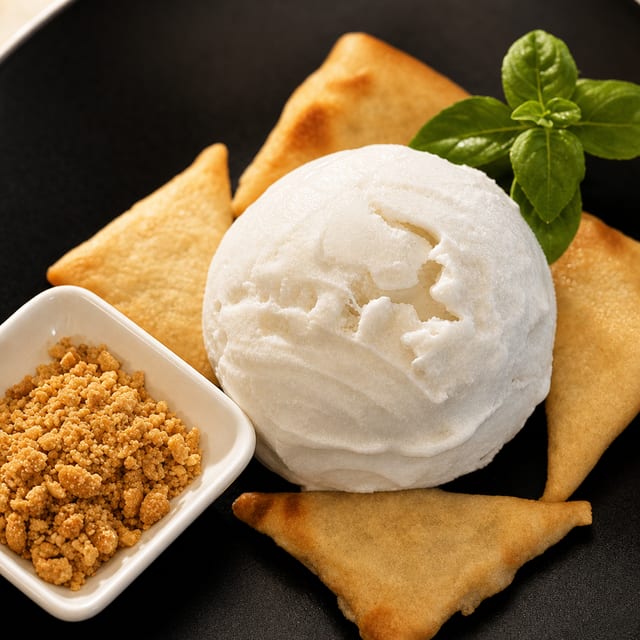 Fried Banana with Coconut Ice Cream.